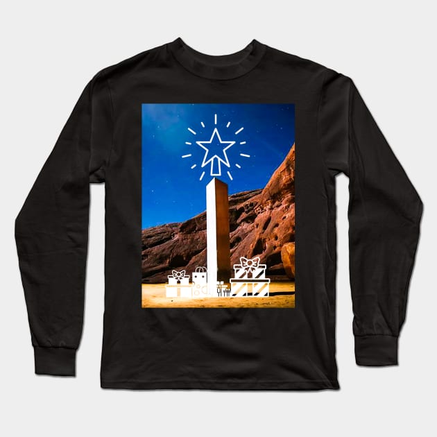 Monolith Christmas Tree Long Sleeve T-Shirt by Digital GraphX